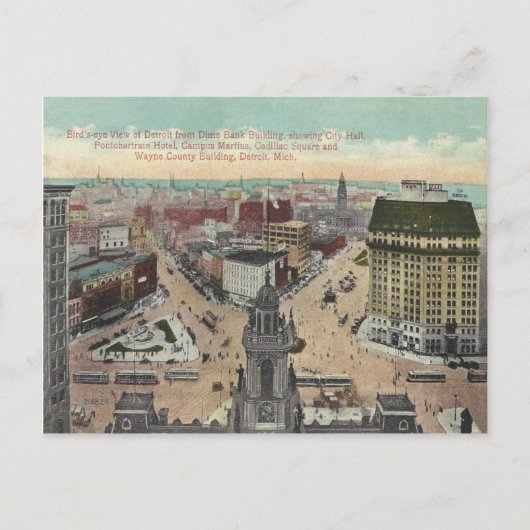 Vintage Detroit Michigan Briefkaart (Voorkant)