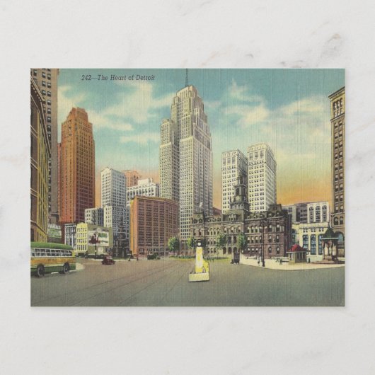 Vintage Detroit Michigan Briefkaart (Voorkant)