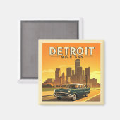 Vintage Detroit Michigan Magneet (Voorkant / Achterkant)