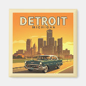 Vintage Detroit Michigan Magneet (Voorkant)