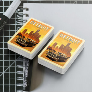 Vintage Detroit Michigan Pokerkaarten