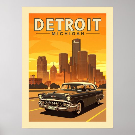 Vintage Detroit Michigan Poster (Voorkant)