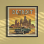 Vintage Detroit Michigan Poster