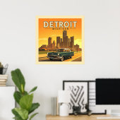 Vintage Detroit Michigan Poster (Thuiskantoor)
