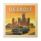 Vintage Detroit Michigan Tegeltje (Voorkant)