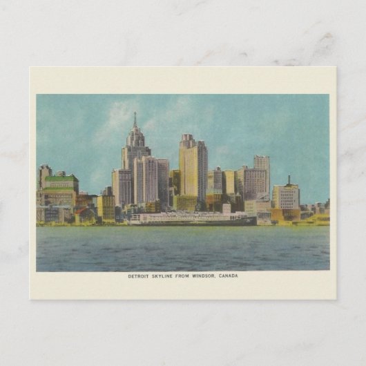 Vintage Detroit Michigan Travel Briefkaart (Voorkant)