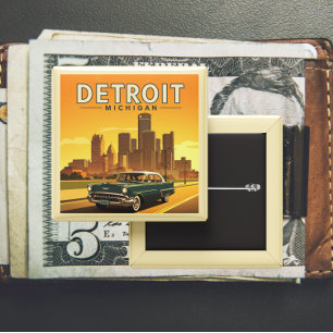 Vintage Detroit Michigan Vierkante Button 5,1 Cm