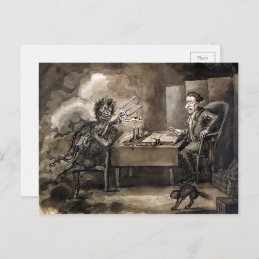 Vintage Devil Art Briefkaart (Voorkant / Achterkant)