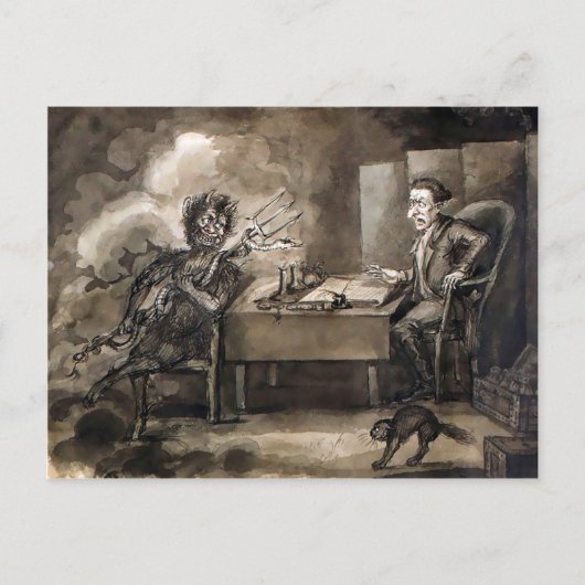 Vintage Devil Art Briefkaart (Voorkant)