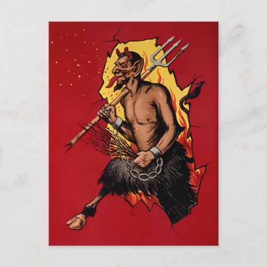 Vintage Devil Krampus Briefkaart (Voorkant)