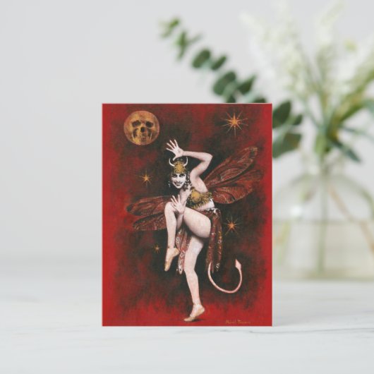 Vintage Devil Lady Briefkaart (Staand voorkant)