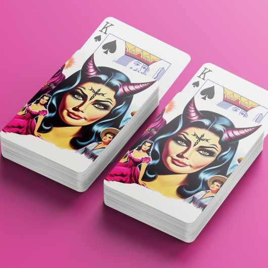 Vintage Devil Woman Pokerkaarten
