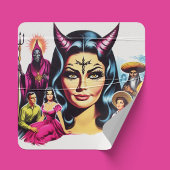 Vintage Devil Woman Vierkante Sticker