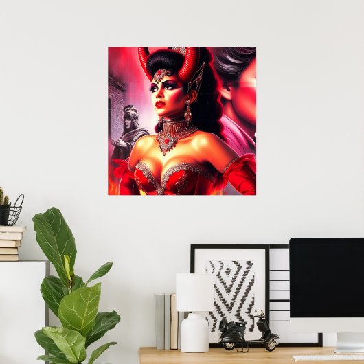 Vintage Devilish Woman Poster (Thuiskantoor)