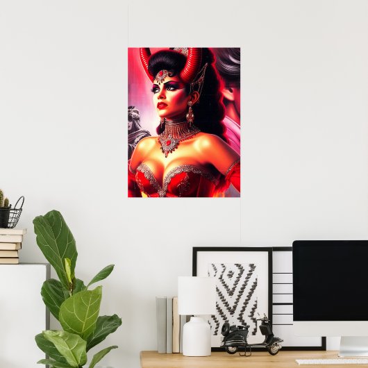 Vintage Devilish Woman Poster (Thuiskantoor)