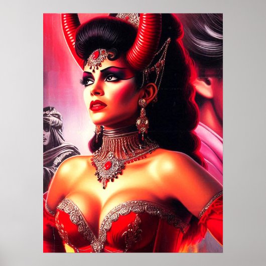 Vintage Devilish Woman Poster (Voorkant)