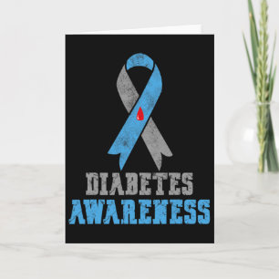 Vintage Diabetesbewustzijn Blauwe En Grijze Lint Kaart