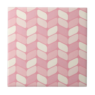 Vintage Diagonal Rectangles Pink Vanilla Tegeltje