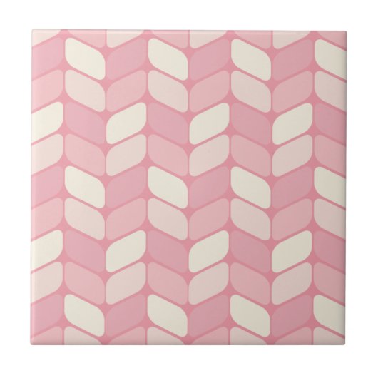 Vintage Diagonal Rectangles Pink Vanilla Tegeltje (Voorkant)