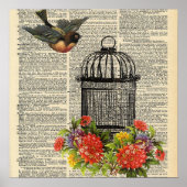Vintage Dictionary Bird Cage Poster (Voorkant)