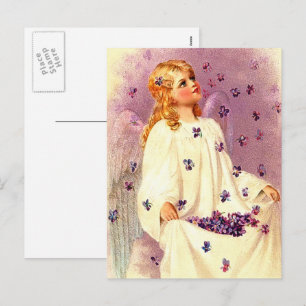 Vintage die Angel Religieuze Pasen bidt Feestdagenkaart