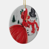 Vintage die een Snowman kust Keramisch Ornament (Rechts)