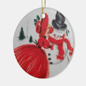 Vintage die een Snowman kust Keramisch Ornament (Links)