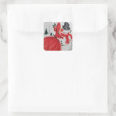 Vintage die een Snowman kust Vierkante Sticker (Tas)