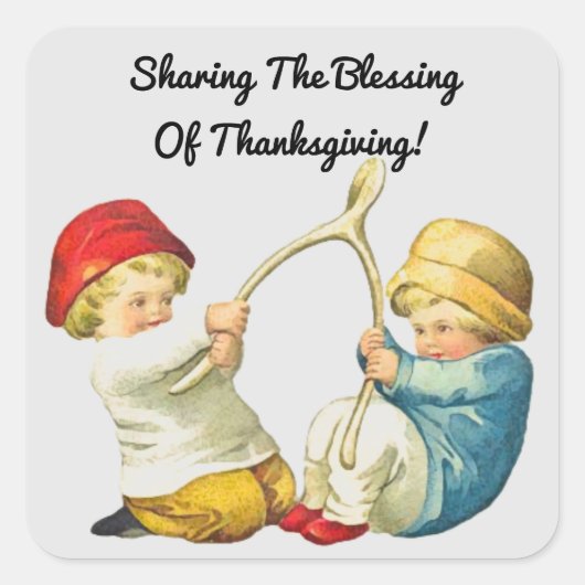 Vintage die een wens doet vierkante sticker (Voorkant)