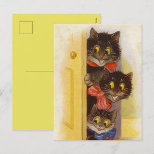 Vintage die gewoon je katten controleert feestdagenkaart