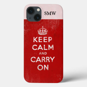 Vintage Diep Rood Vervuild Blijf Kalm en Ga Door Case-Mate iPhone Case