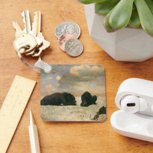 Vintage Dieren, Grizzlyberen door Albert Bierstadt Sleutelhanger