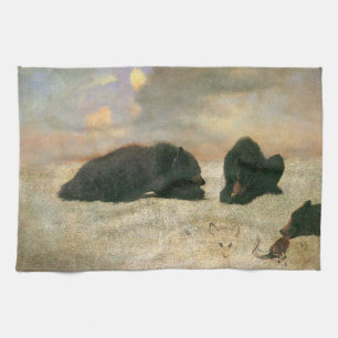 Vintage Dieren, Grizzlyberen door Albert Bierstadt Theedoek