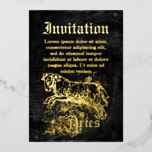 Vintage Dierenriem Ram Folie Uitnodiging