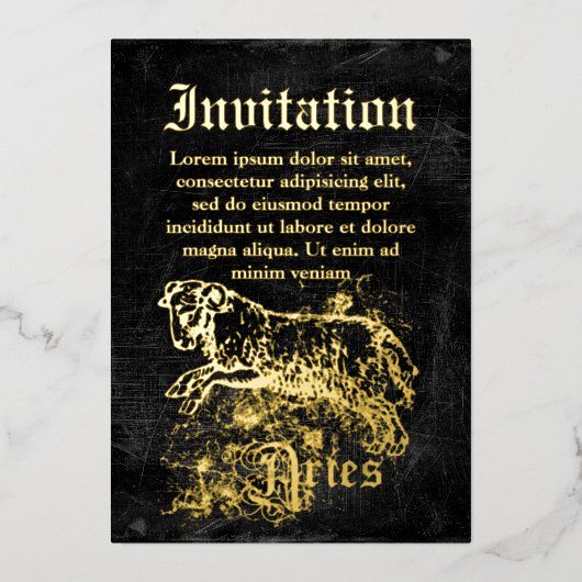 Vintage Dierenriem Ram Folie Uitnodiging (Voorkant)