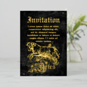 Vintage Dierenriem Ram Folie Uitnodiging (Staand Voorkant)