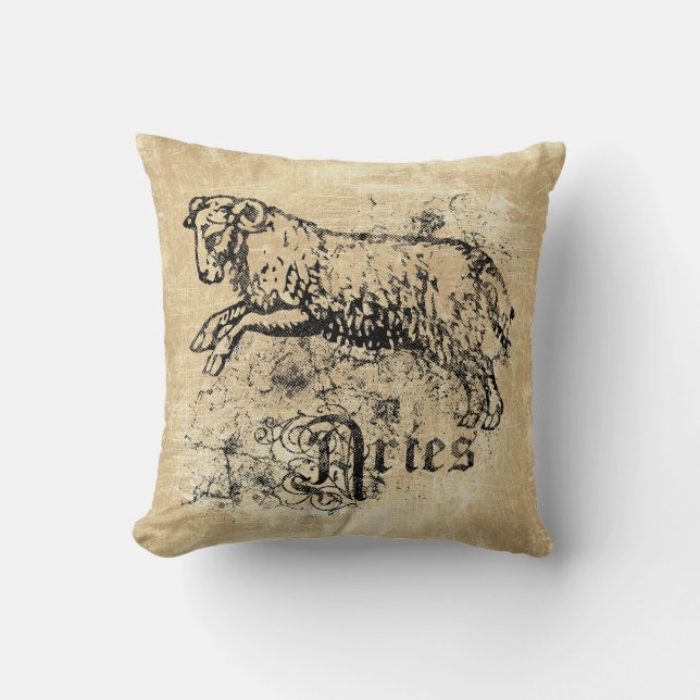 Vintage Dierenriem Ram Kussen (Voorkant)