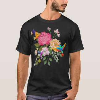 Vintage Dierenvriend Natuur Rozen Bloemen Hum T-shirt