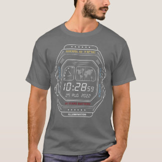 Vintage digitale horloge scherm vrienden t-shirt