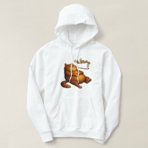 Vintage dikke oranje kat pijp rokerig knus kunstwe hoodie