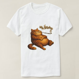 Vintage dikke oranje kat pijp rokerig knus kunstwe t-shirt