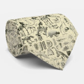 Vintage Dinosaur Bone Fossils Art Stropdas (Opgerold)