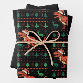 Vintage Dinosaur Lelijke Kerst Sweater Xmas Retro Inpakpapier Vel