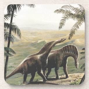 Vintage dinosauriërs, Amargasaurus met palmbomen Bier Onderzetter