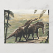 Vintage dinosauriërs, Amargasaurus met palmbomen Briefkaart (Voorkant)