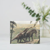 Vintage dinosauriërs, Amargasaurus met palmbomen Briefkaart (Staand voorkant)
