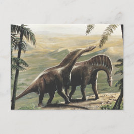 Vintage dinosauriërs, Amargasaurus met palmbomen Briefkaart