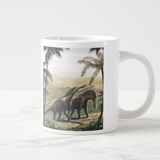 Vintage Dinosauriërs, Amargasaurus met Palmbomen Grote Koffiekop (Rechts)