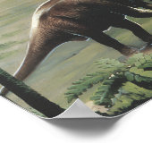 Vintage dinosauriërs, Amargasaurus met palmbomen Poster (Hoek)