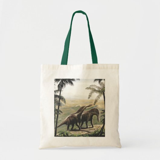 Vintage dinosauriërs, Amargasaurus met palmbomen Tote Bag (Voorkant)